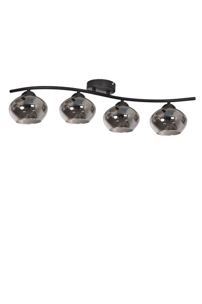 Modavize Maça Modern Tasarım - Salon Yatak Odası Mutfak Yemek Masası Siyah Renk Füme Camlı 4 lü Avize