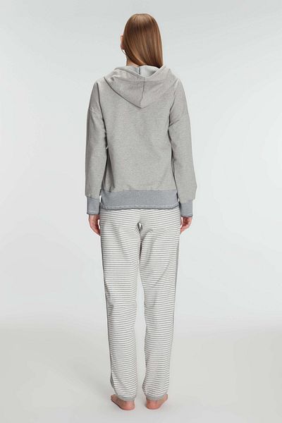 Motto10 butik Cotton Long Sleeve Zipper Swearshirt Zero Sleeve T-Shirt and Pants Pajamas