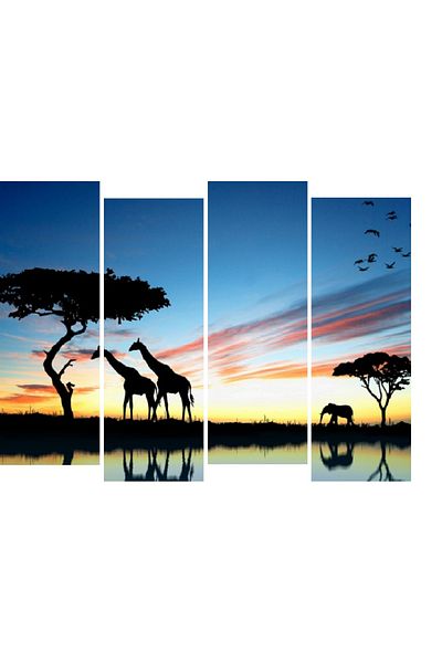 media Multicanvas painting 4 pieces Giraffes 1, 120 x 95 cm