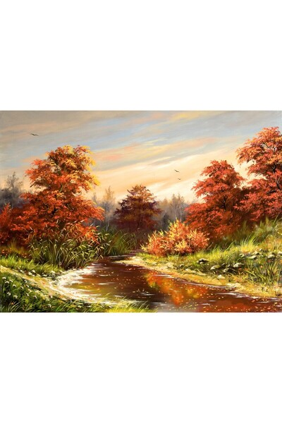 media Tablou canvas Toamna, padure, lac, pictura4, 60 x 40 cm
