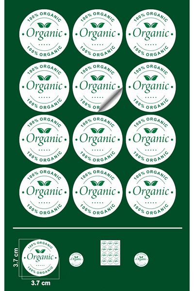 EcoNest 100% Organic Label Sticker Coated Round Cut 100% Organic Label (3,7X3,7Cm) 108 Pieces