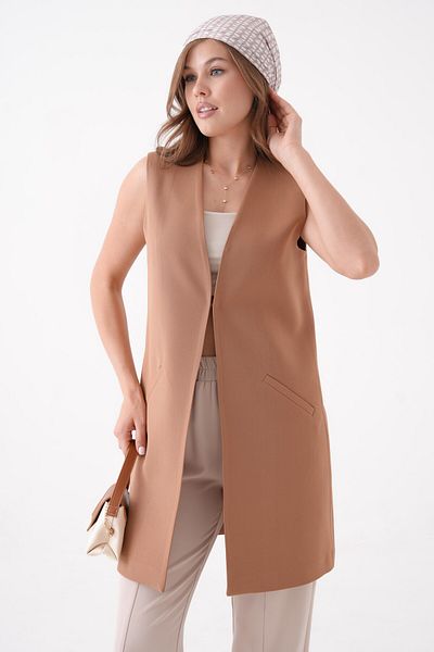 Saade Kamel Comfortable Cut Vest with Closure Pocket