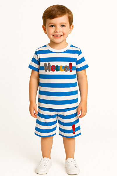 Trend Bebe Butik Striped Baby Boy T-Shirt Shorts Set |   Written 2-Piece Summ...