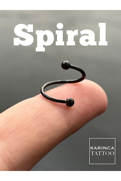 Karınca Piercing Curled Twisted Ring Spiral Ear Helix Conch Orbital Lip Black Piercing