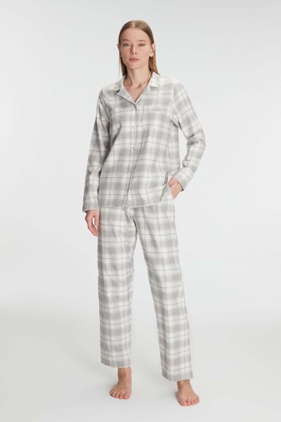 civetta Square Patterned Cotton Shirt Pajama Set