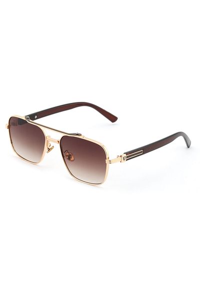 TomyHelf Rectangular Design Brown Frame Brown Glass Unisex Sunglasses