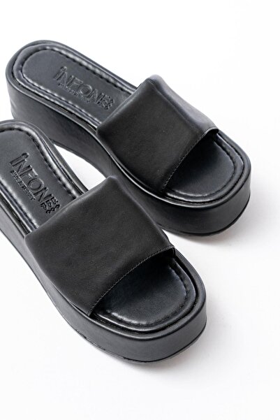 Aymood 861-1033 Γυναικείες παντόφλες μαύρες με σφήνα τακούνια