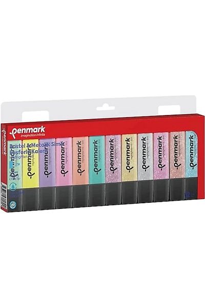 penmark Highlighter 12 Pcs Acetate Mixed Color 6 Pastel 6 Glitter