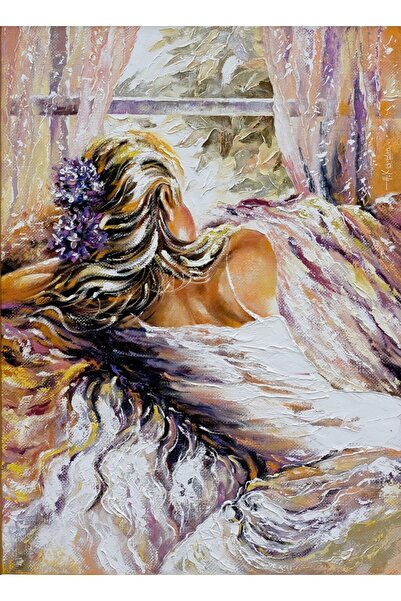 media Tablou canvas Fata la fereastra, pictura, 50 x 75 cm
