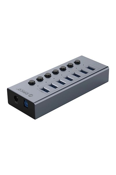 Orico Aluminum 7 Port KR ORICO Powered USB Hub Splitter Socket with Multi USB 3.0 Port Slot Plug On-Off Ke