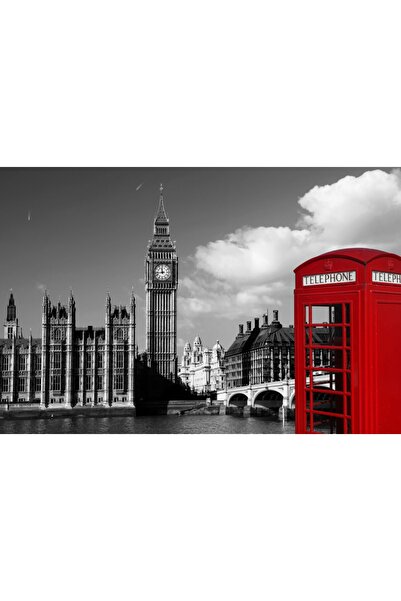 media Tablou canvas Londra, telefon rosu, alb-negru, 60 x 40 cm