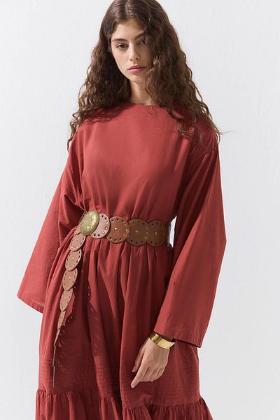 Hooopstore Φόρεμα από βαμβακερό πλακάκι με λεπτομέρεια ραφής Nervür