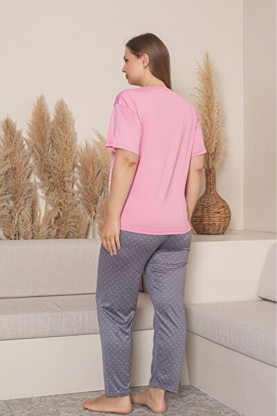 Farya Home Plus Size Milan Bamboo Short Sleeve Lycra Combed Cotton Pajama Set