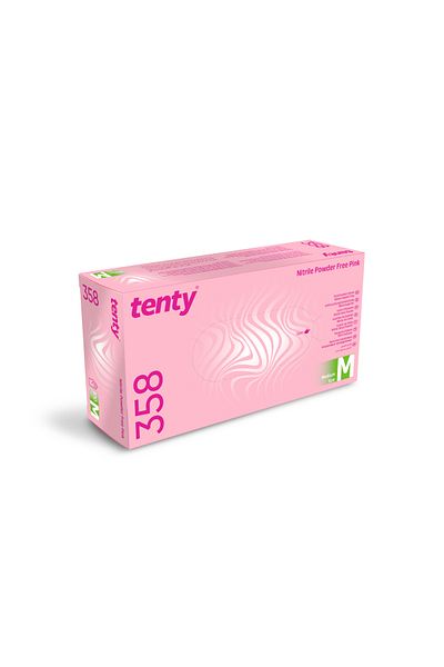 Tenty 358 Pink Nitrile Powder Free Gloves Size m 100 Pcs