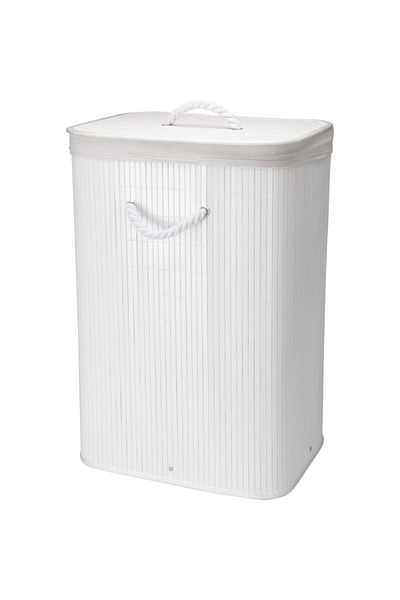 Excellent Bamboo laundry basket 40 x 30 x 60 cm white