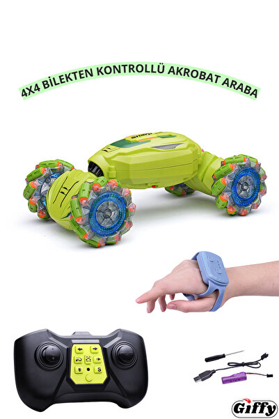 giffy Oyuncak 2.4 GHz Bilekten ve Uzaktan Kumandalı Işıklı 4X4 Çift Kumandalı Akrobat Araba Drift Car