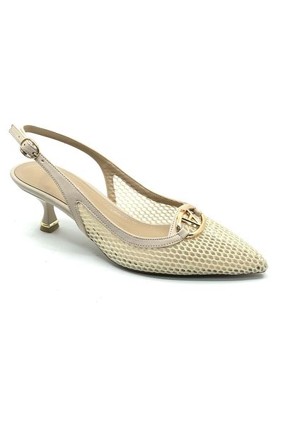 KOCAMANLAR Feles Lace Detailed Open Back Stiletto Women's Heeled Shoes Ten
