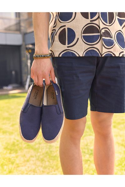Cabani Men's Daily Navy Blue Straw Shoes