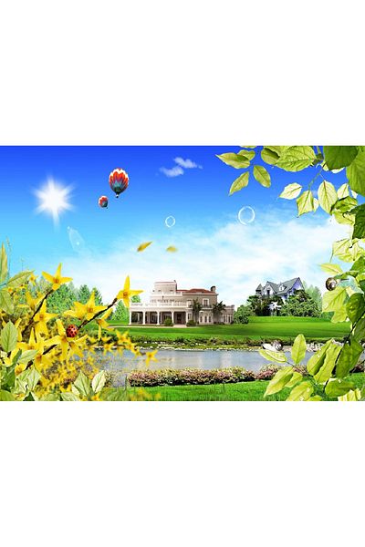 media Canvas painting Flight over houses, 105 x 70 cm