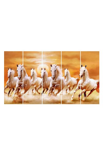 media Multicanvas painting, 5 pieces, Horses 1, 150 x 85 cm