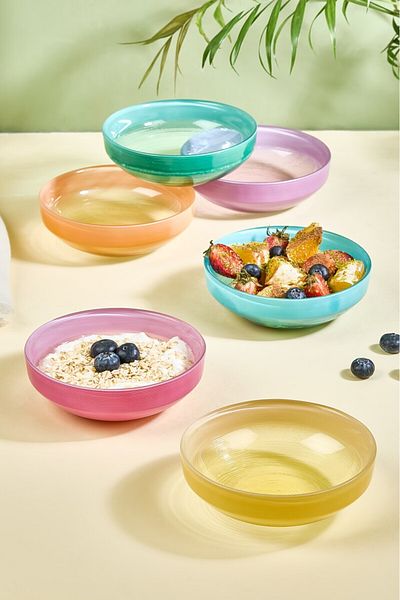 Lora Bianca Ip Rainbow 6 Piece Glass Ice Cream/Cookie/Meze/Fruit Bowl Set