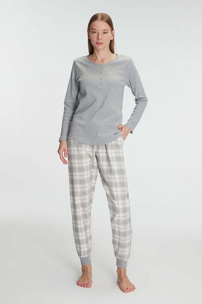 İpeksi Anil Cotton Long Sleeve Pajama Set