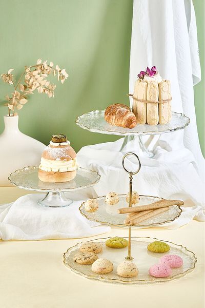 Lora Bianca Tapestry Clear 5 Piece Cake/Dessert Presentation and Serving Set