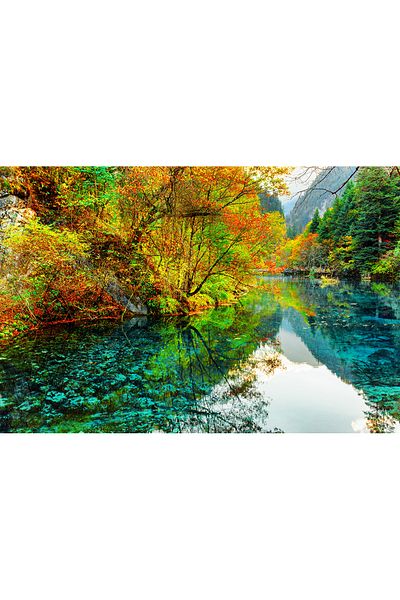 media Canvas painting Autumn on the lake, 90 x 60 cm
