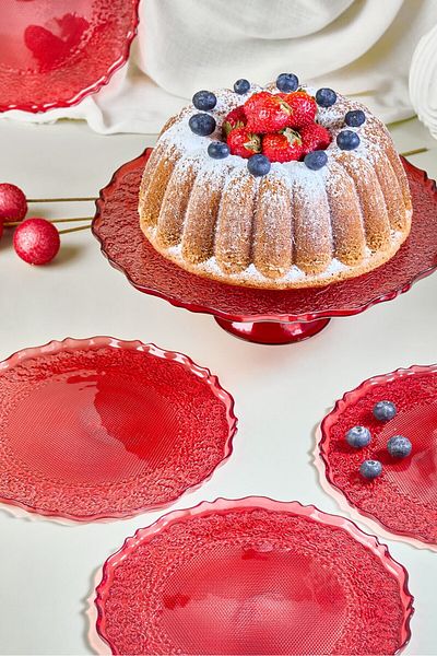 Lora Bianca Tapestry 7 Piece Cake Serving Presentation Plate Set