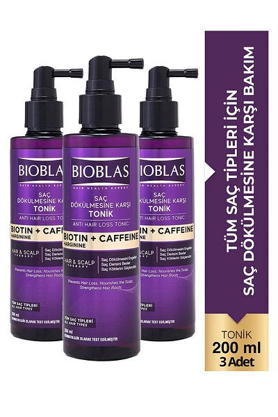 Bioblas Caffeine Arginine Biotin Anti-Hair Loss Tonic 200 ml 3 Pieces