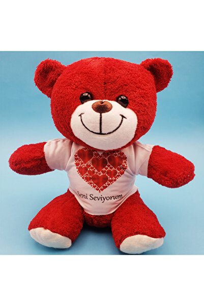 MEKs تي شيرت أنا أحبك على شكل قلب تيدي بير من القطيفة الحمراء