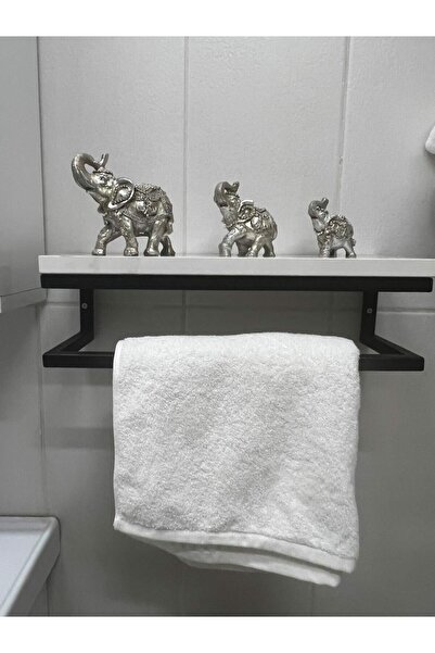 lyla concept Fulya Banyo Ahşap Raflı Metal Havlu, Şal Askılık