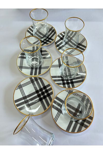 Dame Marie 12 Piece Plaid Tea Set for 6 People