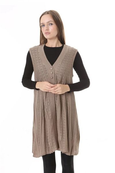 Fresh&Moda Women's Knitwear Seasonal Araboy Mercerized Large Size Mother Vest