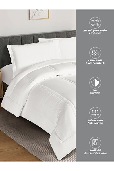 Donetella Comforter Set Single Size, 4-Pcs, 170x230 cm, Striped, All Season, Microfiber, 350 GSM