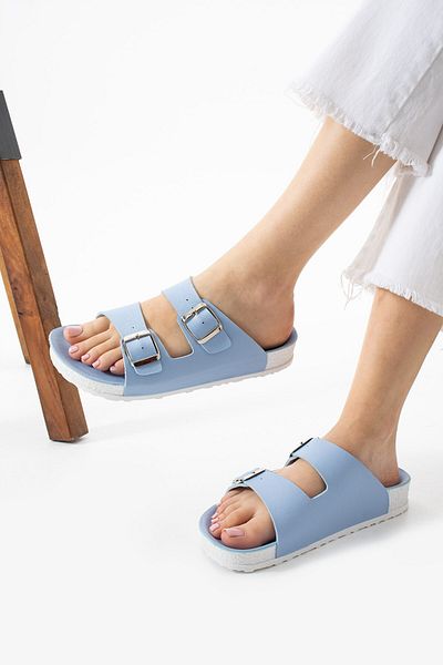 AlbiShoes Mikano Flexibil Confortabil Talpă moale Cataramă dublă Zilnic Elegant Papuci de damă Papuci cu bandă dublă