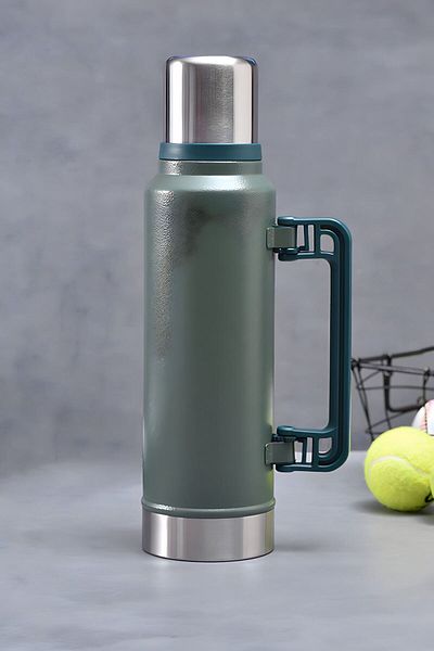 Weather Forecast 1.4 L Green Hammertone 304 Camping Picnic Thermos - Cin916Ys