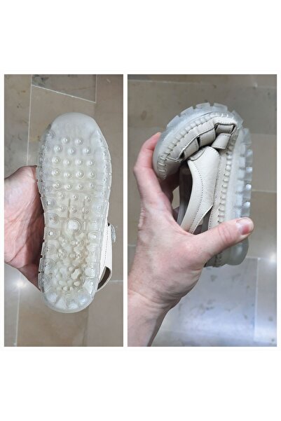 Moda Arena Γυναικεία πέδιλα από γνήσιο δέρμα μαλακή διάφανη σόλα με κλειστό μπροστινό Velcro