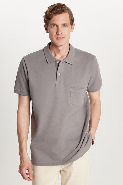 Tudors Men's Regular Fit Classic Cut 100% Cotton Plain Pique Dark Gray Polo Neck T-Shirt