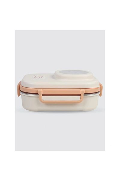 Uzspace Vgn-8021-8036 Stainless Steel Food Container - Lunch Box 600 ml Peach White