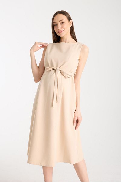 Işşıl Işşil 4032-Office Maternity Clothing Fabric Midi Gilet Dress