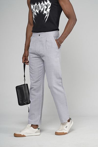 Butik Trend We Lycra Linen Fabric Baggy Fit Striped Pants