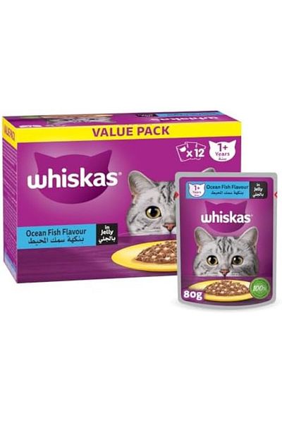 Whiskas Oceanfish in Jelly Wet Cat Food Pack of 12x80g