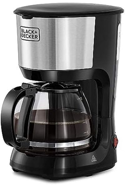 Decker Black+Decker 750W 10 Cup Coffee Maker/Coffee Machine With Glass Carafe For Drip Coffee, Silver/Black
