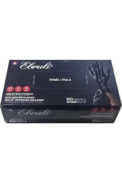 Ebruli Pudrasız Hibrit Eldiven M Beden Siyah 100'lü