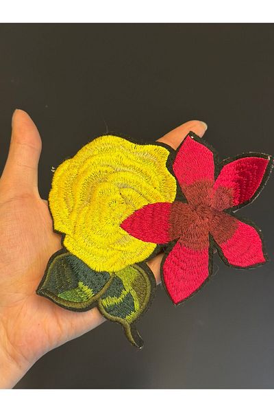 Gönülden Tasarım APLIKAȚIE DE FLORI COLORATE PE FIER DE FIER 14X10 CM