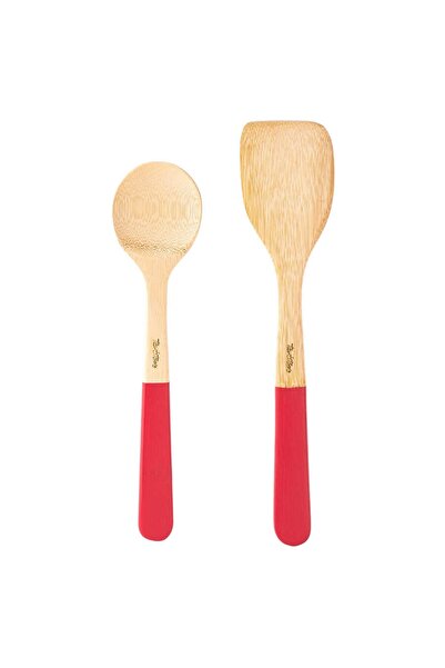 Tantitoni 048-04-Bamboo Red Spoon and Spatula Set
