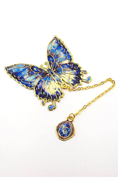 Fivy Semn de carte din metal cu lanț cu figură de fluture vintage