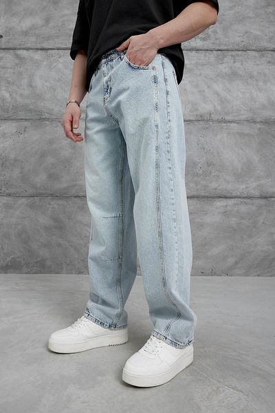NOMARC Ανοιχτό μπλε αντίκα και λείαντας Relax Baggy Jean