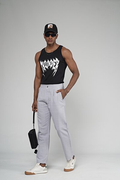 Genel Markalar TREND BİZ Likralı Keten Kumaş Baggy Kalıp Çizgili Pantolon